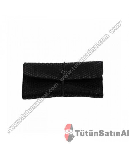 Deri Kese Orijinal Deri Tütün Kesesi - Desenli Siyah Deri Kese Orijinal Deri Tütün Kesesi - Desenli Siyah