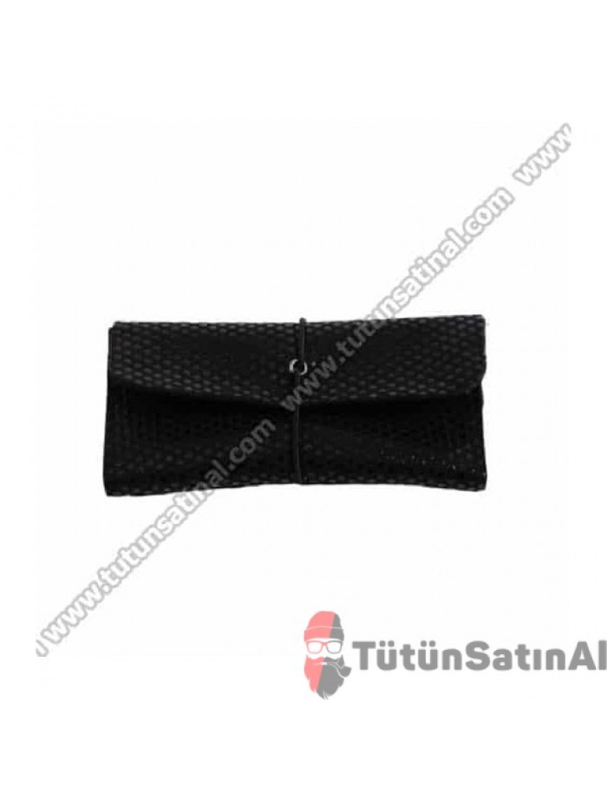 Deri Kese Orijinal Deri Tütün Kesesi - Desenli Siyah Deri Kese Orijinal Deri Tütün Kesesi - Desenli Siyah