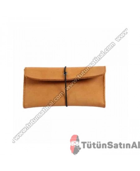 Deri Kese Orijinal Deri Tütün Kesesi - Turuncu Deri Kese Orijinal Deri Tütün Kesesi - Turuncu