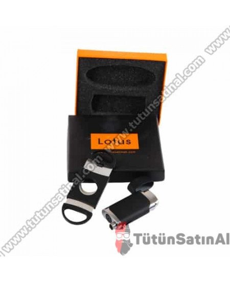 Lotus Puro Delici Çakmak Ve Puro Makası Siyah Set Lotus Puro Delici Çakmak Ve Puro Makası Siyah Set