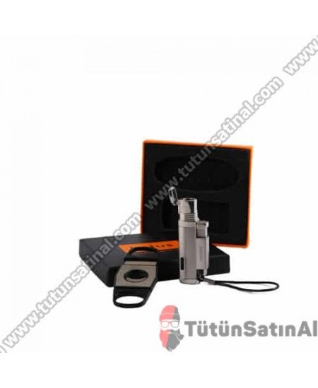 Honest Puro Çakmağı Ve Puro Makası Set Gümüş Grisi Honest Puro Çakmağı Ve Puro Makası Set Gümüş Grisi